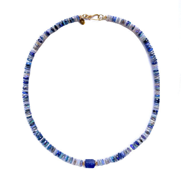 Lighting Ridge Australian Opal and Tanzanite Beaded Necklace