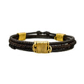 Three old African wrought iron "money" bracelets lashed together with 22K gold wires